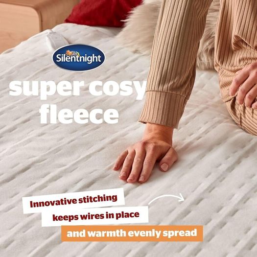 Silentnight Comfort Control Electric Blanket Double Bed - Heated Underblanket with 4 Heat Settings - Fast Heat Up - Overheat Protection and Easy Fit Straps - Machine Washable - Double - 135x120cm