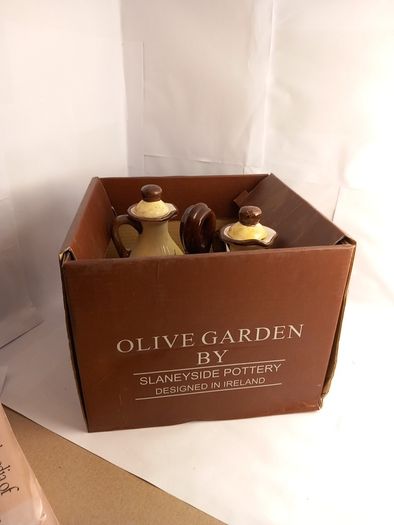 Salt Pepper Vinegar & Olive Oil Set Olive  garden  by slaneyside pottery lemon design  kitchen gift present set