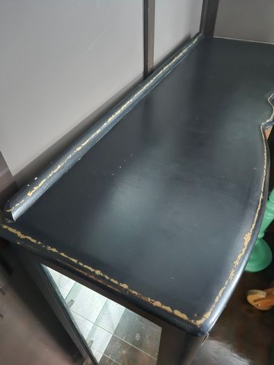 Vintage  Turnige Chinoiserie locking ebonised handpainted cabinet 3 tiers