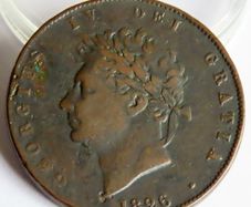 1826 Halfpenny 1/2 Penny King George IV copper coin