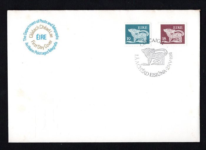 1981 Ireland 18p and 19p Gerl Definitive Stamp Series First Day Cover Cover (FDC) with Cork pictorial cancel.