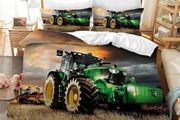 Tractor Bedding Duvet Cover Set,Tractor Print Soft Microfiber Bedroom Duvet Set Bedding Set with 2 Pillowcase,for Teens and Adults. (T1, Single)