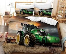 Tractor Bedding Duvet Cover Set,Tractor Print Soft Microfiber Bedroom Duvet Set Bedding Set with 2 Pillowcase,for Teens and Adults. (T1, Single)