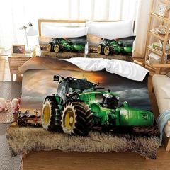 Tractor Bedding Duvet Cover Set,Tractor Print Soft Microfiber Bedroom Duvet Set Bedding Set with 2 Pillowcase,for Teens and Adults. (T1, Single)