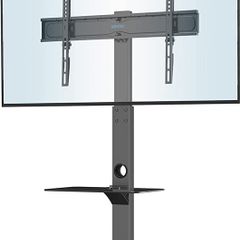 Universal Floor TV Stand for 30-70 inch LED OLED LCD Plasma Flat Curved Screens, Height Adjustable Tall TV Stand with 2-Tier Tempered Glass Shelves up to 40KG, Max VESA 600x400mm (FREE POSTAGE)