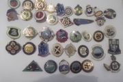 42 vintage enamel bowing badges