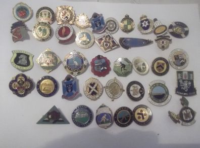 42 vintage enamel bowing badges