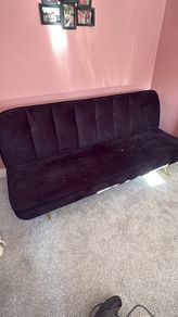 SKLUM Black suede futon