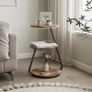 Side Table, Small Round Coffee Table with 3 Color LED Lights, End Table with 3 Tier Storage Shelves, Bedside Sofa Side Tables for Living Room Bedroom, Rustic Brown Image 3