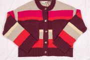 Next Multi-Colored Colorblock Striped Knit Button-Up Cardigan Size S