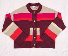 Next Multi-Colored Colorblock Striped Knit Button-Up Cardigan Size S