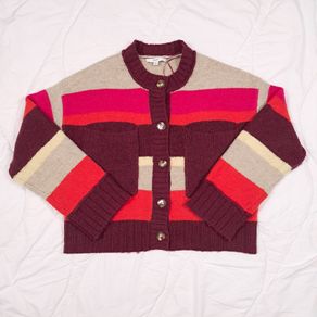 Next Multi-Colored Colorblock Striped Knit Button-Up Cardigan Size S