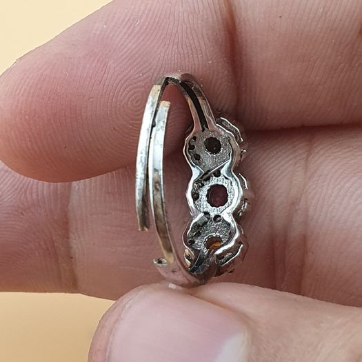 Vintage 925 Sterling Silver Multi-Stone Tourmaline Adjustable Ring