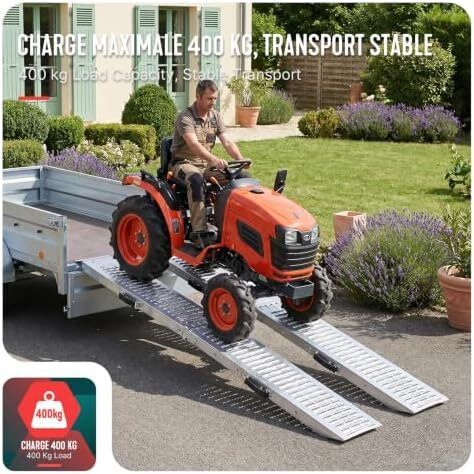 Folding Loading Ramps 180cm Heavy Duty Pair 400kg Capacity, Non-Slip Surface, Portable Foldable Design for Motorcycle, Mobility Scooters, Lawn Mower, Quad, and ATV