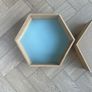 Hexagon Wooden Wall Shelves /Pastel Blue Interior (Set of 2) Image 3