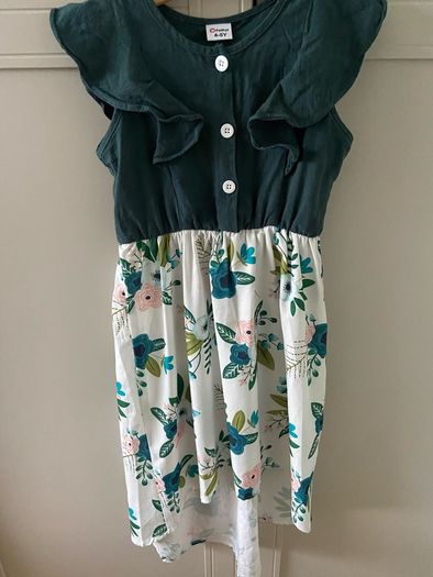Hi lo floral green ruffle dress 4-5 years