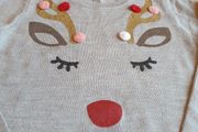 Fantastic H&amp;M Christmas Jumper Reindeer Gold Pom Pom Age 14 Yrs
