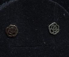 14K Gold Rose Flower Stud Earrings  Delicate Floral Design