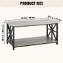 Farmhouse Coffee Table, Rectangle Coffee Table with Open Storage Compartment Image 6