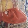 River Island Burnt Orange Chunky Chain Ruched Bag, AV Image 3