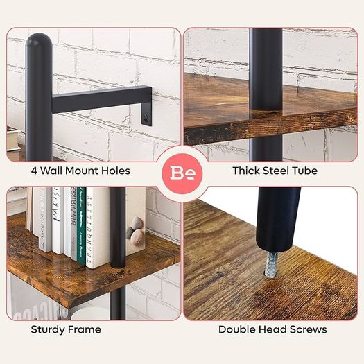 NEW SALE | Ladder Shelf 5-Tier Bookcase Rack 180CM Storage Unit with Metal Frame Floating Wall Shelf