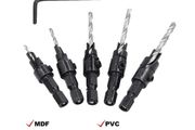 5PCS Woodworking Countersunk Head Drill And Chamfering One Piece Hexagonal Handle Countersunk Fried Dough Twist Drill