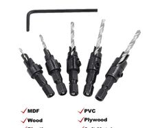 5PCS Woodworking Countersunk Head Drill And Chamfering One Piece Hexagonal Handle Countersunk Fried Dough Twist Drill