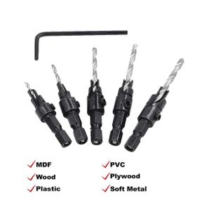 5PCS Woodworking Countersunk Head Drill And Chamfering One Piece Hexagonal Handle Countersunk Fried Dough Twist Drill