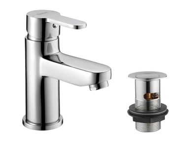 Chrome Mono Basin Mixer Sink Tap & Press Top Waste