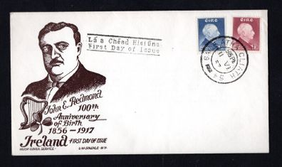 1957 Ireland Centenary of the birth of John Redmond (Leader of Irish Parliamentary Party) Commemorative Stamps Illustrated First Day Cover (FDC) with Baile Atha Cliath (Dublin) cancel