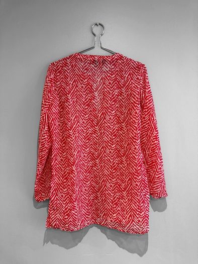 Pre Owned Red & White Patterned Beach Tunic Top