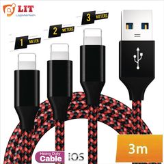 1M/2M/3M USB Lightning Cable For iPhone 7 8 12 13 X 11 Pro Long Charger Charging Fast Lead 1m 2m 3M