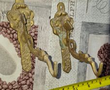 2 Vintage Bronze/Brass Dragon Wall Hooks Ornate Coat Hooks Hat Rack Farmhouse Home Decor