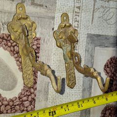 2 Vintage Bronze/Brass Dragon Wall Hooks Ornate Coat Hooks Hat Rack Farmhouse Home Decor
