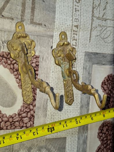 2 Vintage Bronze/Brass Dragon Wall Hooks Ornate Coat Hooks Hat Rack Farmhouse Home Decor