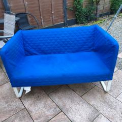 Sofa in good condition; the cover is removable and needs washing.