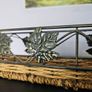 Decorative metal and wicker tray in good condition. Image 2