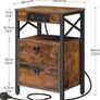 2 Wooden Bedside Table with Charging Station Image 8