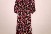Closet Black Pink Mustard Abstract Print Midi Dress 10UK/38EU