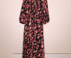 Closet Black Pink Mustard Abstract Print Midi Dress 10UK/38EU