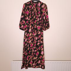 Closet Black Pink Mustard Abstract Print Midi Dress 10UK/38EU