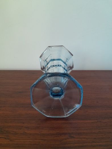 Art Deco Blue Cut Glass Vase