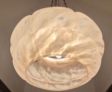 Rare open base Original Art Deco light pink hue 1930s glass ceiling shade