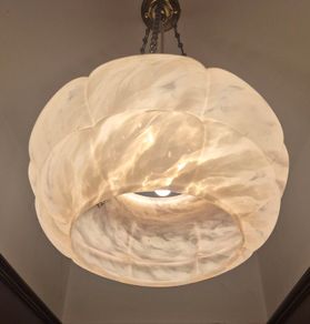 Rare open base Original Art Deco light pink hue 1930s glass ceiling shade