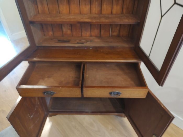 Early to mid 20th century Irish inlaid mahogany Glazed cabinet / bookcase