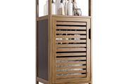 Bathroom Cabinet, Bamboo Floor Cabinet Free Standing, 4 Tier Sofa Side Storage Cupboard for Living Room Kitchen Bedroom, Walnut