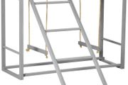 Chicken Activity Play with Swing Set for 3-4 Chickens, Wooden Chicken Coop, Grey