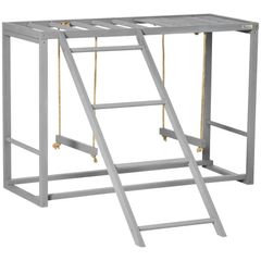Chicken Activity Play with Swing Set for 3-4 Chickens, Wooden Chicken Coop, Grey