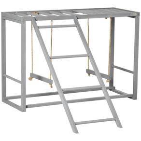 Chicken Activity Play with Swing Set for 3-4 Chickens, Wooden Chicken Coop, Grey