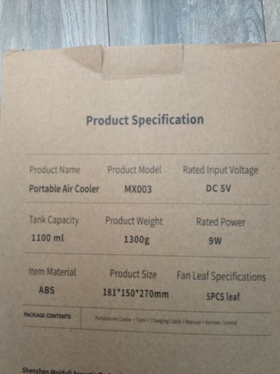 Portable Air Cooler Fan